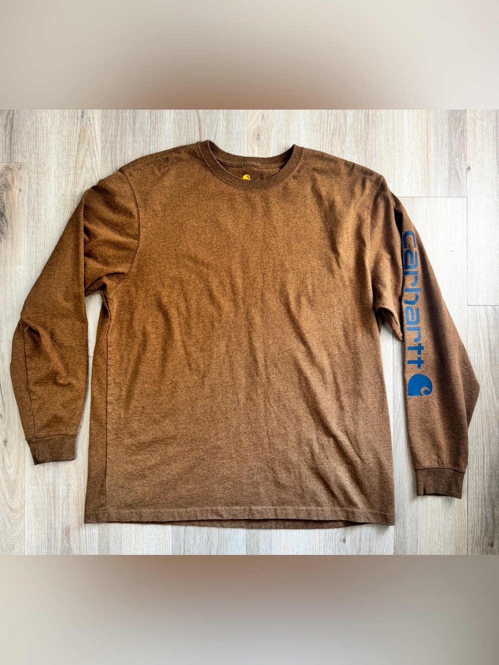 Carhartt Brown Long-Sleeve Crewneck Mens XL Logo Sleeves